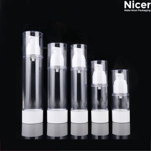 15ml 30ml 50ml 80ml 100ml High quality transparent airless bottle with white lotion pump