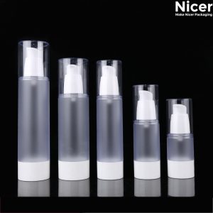 15ml 30ml 50ml 80ml 100ml High quality transparent airless bottle with white cone lotion pump